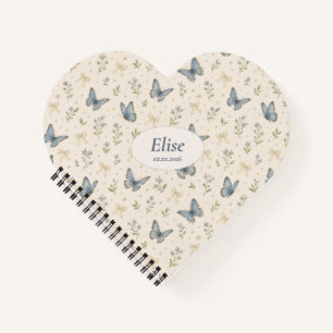 Cuaderno Nombre personalizado lazo de mariposa azul regalo