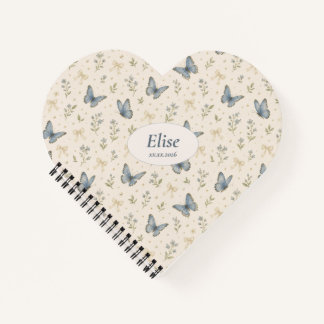 Cuaderno Nombre personalizado lazo de mariposa azul regalo