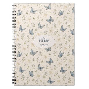 Cuaderno Nombre personalizado lazo de mariposa azul regalo 