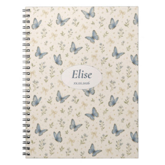 Cuaderno Nombre personalizado lazo de mariposa azul regalo