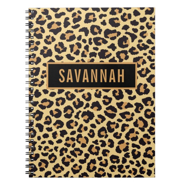 Cuaderno Nombre personalizado Leopardo Patrón de impresión  (Frente)