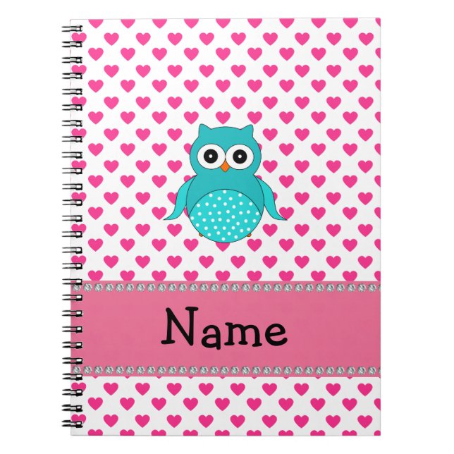 Cuaderno Nombre personalizado lindo búho (Frente)
