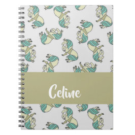 Cuaderno Nombre personalizado lindo patrón de caballos