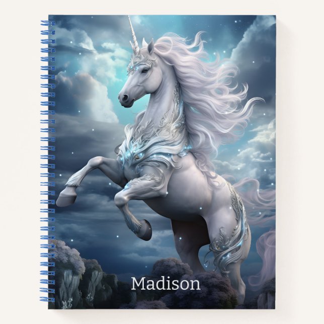 Cuaderno Nombre personalizado lindo unicornio (Anverso)
