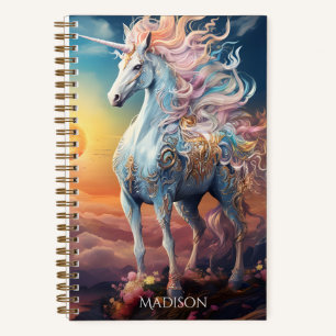 Cuaderno Nombre personalizado lindo unicornio