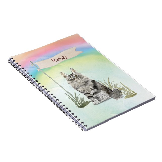 Cuaderno Nombre personalizado Maine Coon Cat Mascota (Lado Derecho)