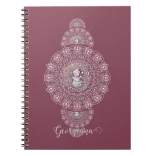Cuaderno Nombre personalizado Mandala ornamental de Snowman