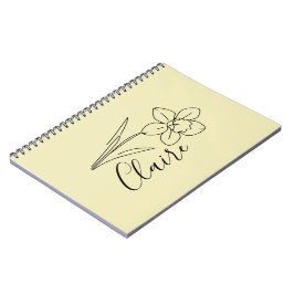 Cuaderno Nombre personalizado Marzo daffodil Flor de nacimi