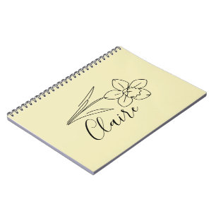 Cuaderno Nombre personalizado Marzo daffodil Flor de nacimi