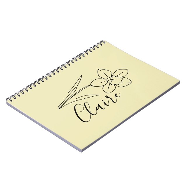 Cuaderno Nombre personalizado Marzo daffodil Flor de nacimi (Lado Izquierdo)