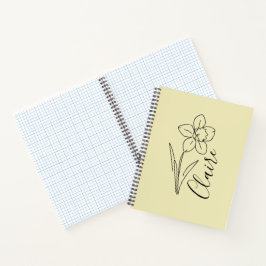Cuaderno Nombre personalizado Marzo daffodil Flor de nacimi