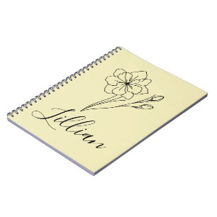 Cuaderno Nombre personalizado Marzo jonquil Nacimiento Flor