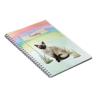 Cuaderno Nombre personalizado Mascota de gato siamés