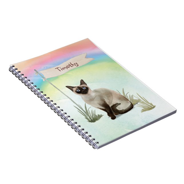 Cuaderno Nombre personalizado Mascota de gato siamés (Lado Derecho)