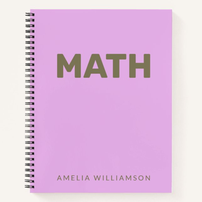 Cuaderno Nombre personalizado Matemática de la escuela mora (Anverso)