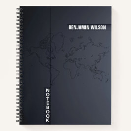 Cuaderno Nombre personalizado Minimalista en blanco y negro