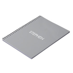 Cuaderno Nombre personalizado minimalista gris 