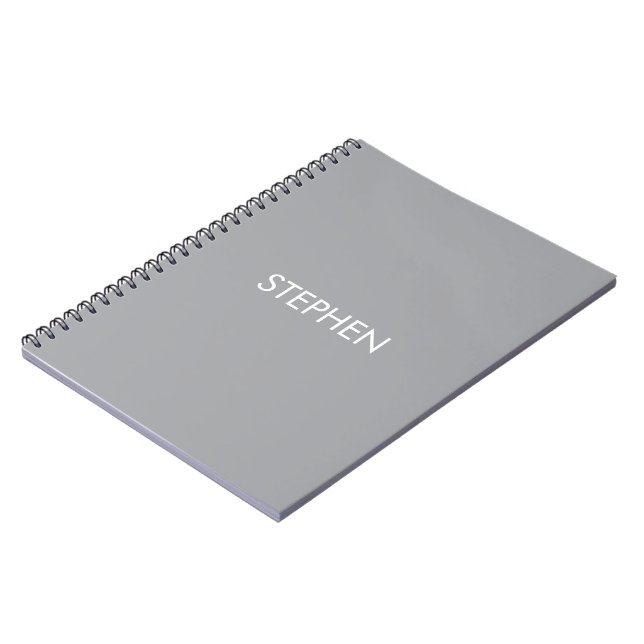Cuaderno Nombre personalizado minimalista gris  (Lado Izquierdo)