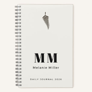 Cuaderno Nombre personalizado minimalista helecho botánico 