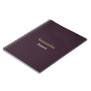 Cuaderno Nombre personalizado minimalista moderno burdeos