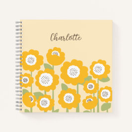 Cuaderno Nombre personalizado mínimo de girasol moderno min
