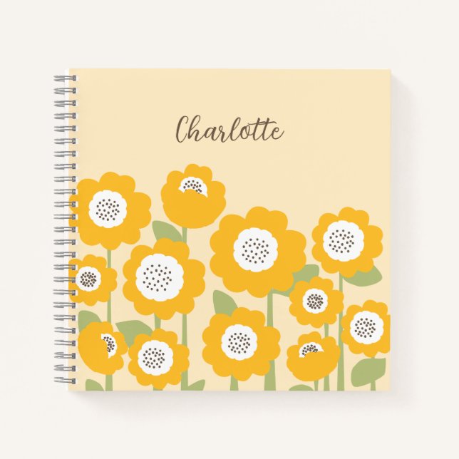 Cuaderno Nombre personalizado mínimo de girasol moderno min (Anverso)