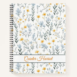 Cuaderno Nombre personalizado mínimo Flores acuáticas de co