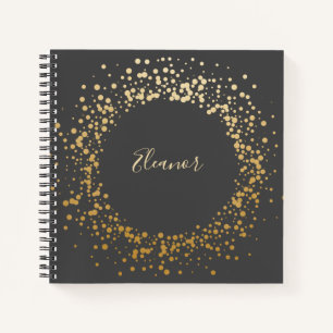 Cuaderno Nombre personalizado Moda de oro puntos de confeti
