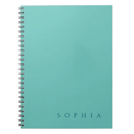 Cuaderno Nombre personalizado moderno azul y verde azulado
