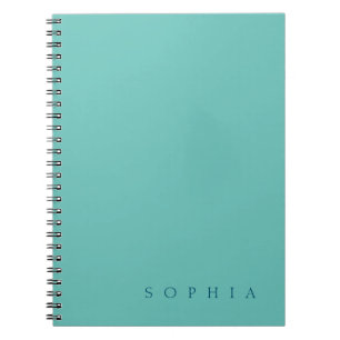 Cuaderno Nombre personalizado moderno azul y verde azulado