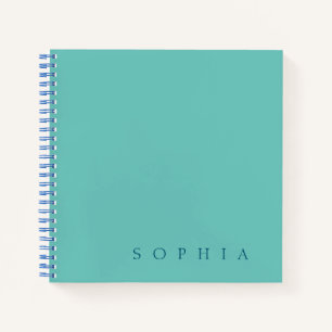 Cuaderno Nombre personalizado moderno azul y verde turquesa