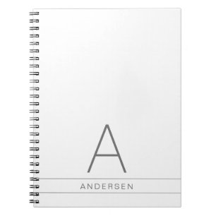 Cuaderno Nombre personalizado moderno blanco en