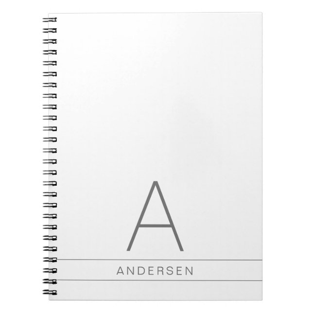 Cuaderno Nombre personalizado moderno blanco en (Frente)