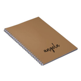 Cuaderno Nombre personalizado moderno de estilo marrón