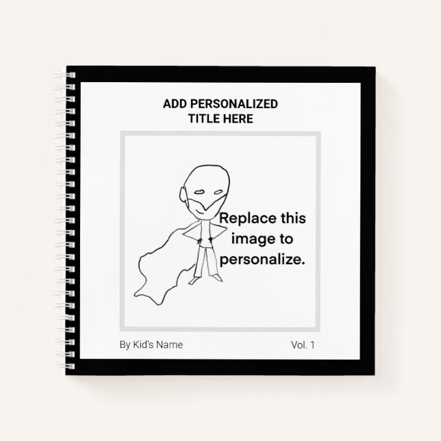 Cuaderno Nombre Personalizado Moderno Monograma Niños Arte (Anverso)