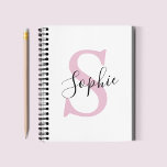 Cuaderno Nombre personalizado moderno Monograma rosa<br><div class="desc">Nombre personalizado moderno Monograma rosa</div>
