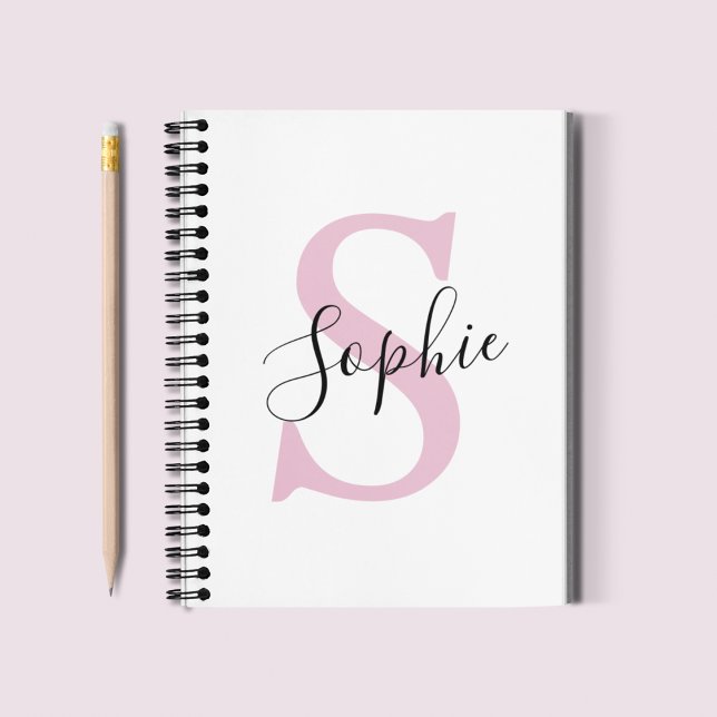 Cuaderno Nombre personalizado moderno Monograma rosa (Subido por el creador)