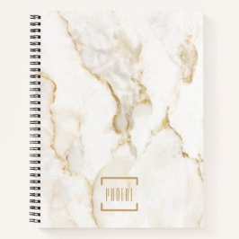 Cuaderno Nombre personalizado moderno Receta de mármol efec