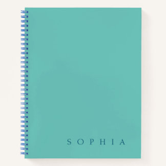 Cuaderno Nombre personalizado moderno Verde azulado y azul