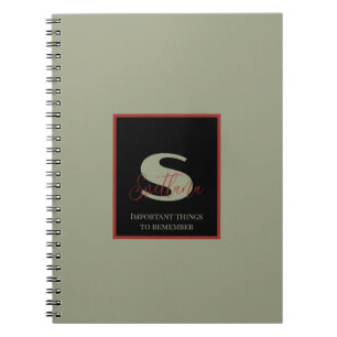 Cuaderno Nombre personalizado Monograma de Naranja verde de