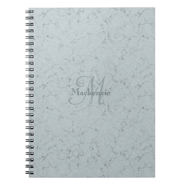 Cuaderno Nombre personalizado Monograma Elegante Marble Dus (Frente)