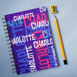 Cuaderno Nombre personalizado Monograma Grunge