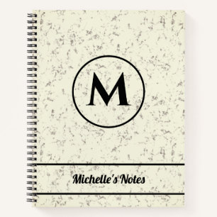 Cuaderno Nombre Personalizado Monograma Mármol Espiral Blo