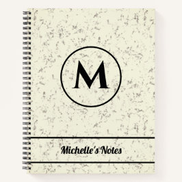 Cuaderno Nombre Personalizado Monograma Mármol Espiral Bloc