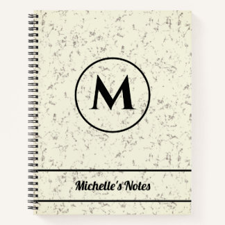Cuaderno Nombre Personalizado Monograma Mármol Espiral Bloc