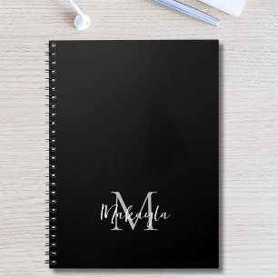 Cuaderno Nombre personalizado Monograma negro