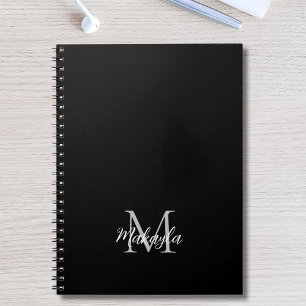Cuaderno Nombre personalizado Monograma negro