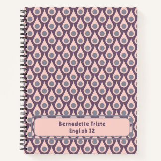 Cuaderno Nombre personalizado morado rosado moderno de medi