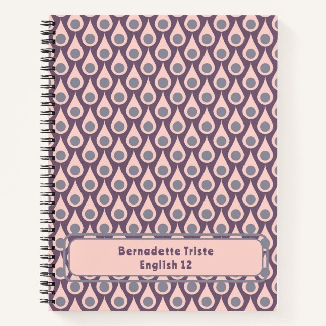 Cuaderno Nombre personalizado morado rosado moderno de medi (Anverso)