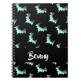 Cuaderno Nombre personalizado murciélagos azules